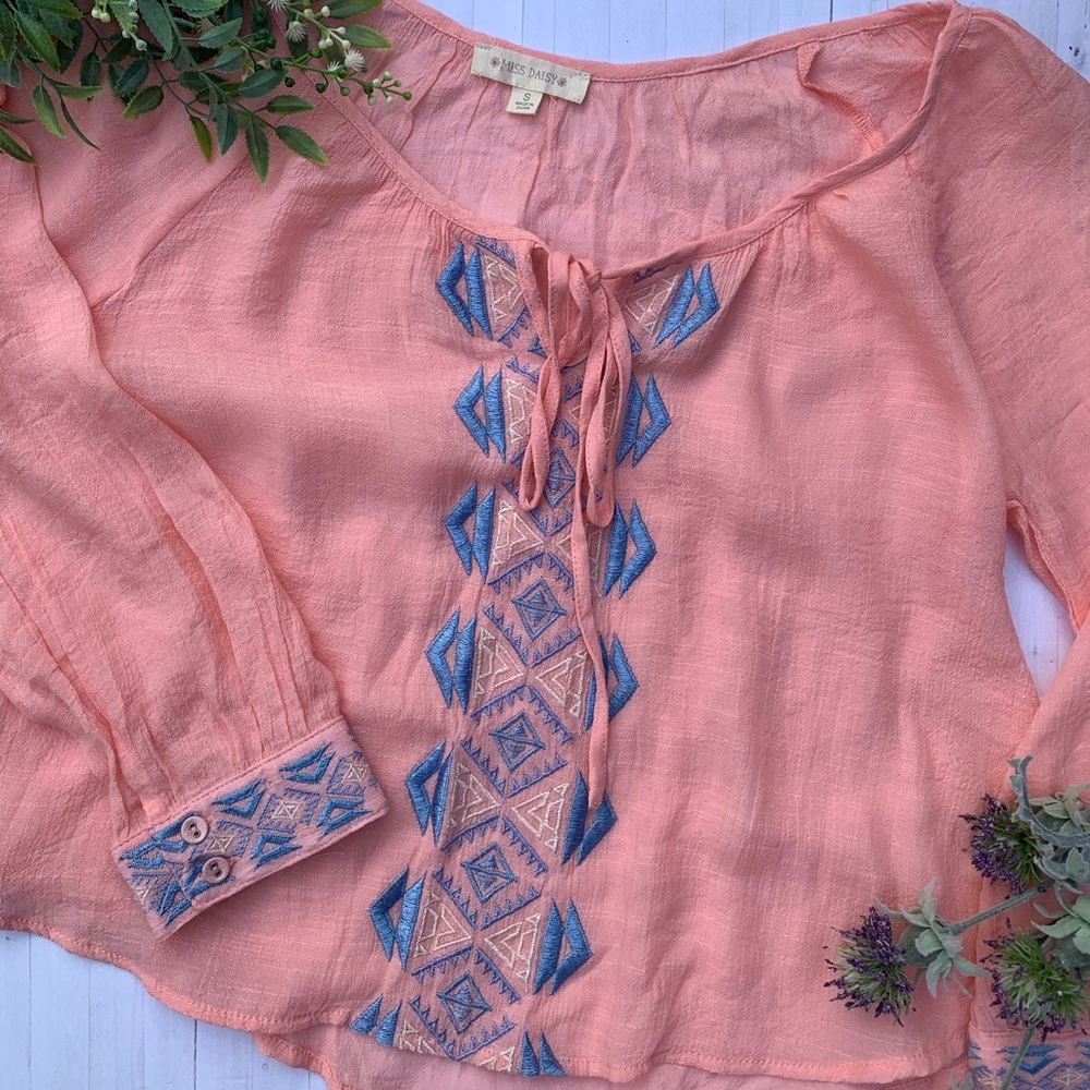 Aztec Accent Pink Blouse